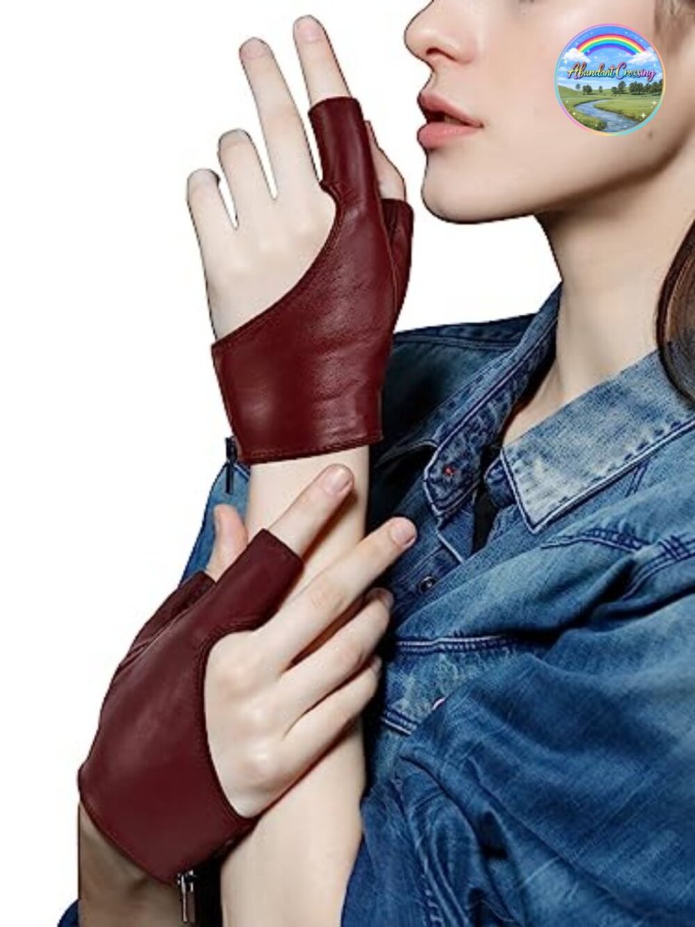 FIORETTO Womens Fingerless Leather Gloves Unlined Driving Gloves